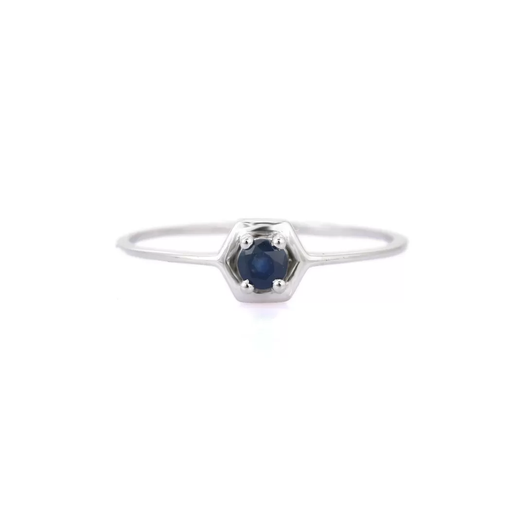 14K Gold Blue Sapphire Stacking Ring