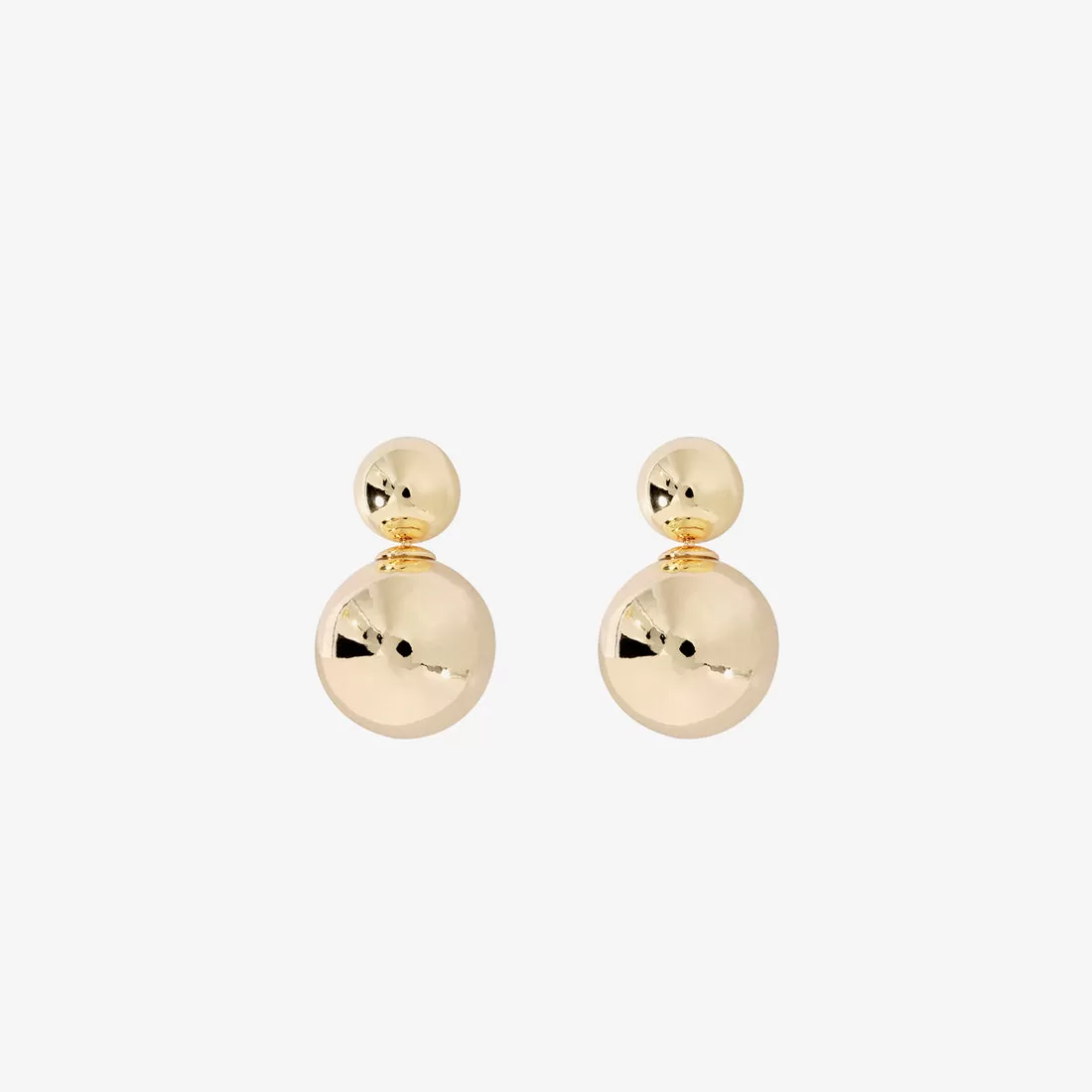 14K Gold Plated Double Ball Earrings