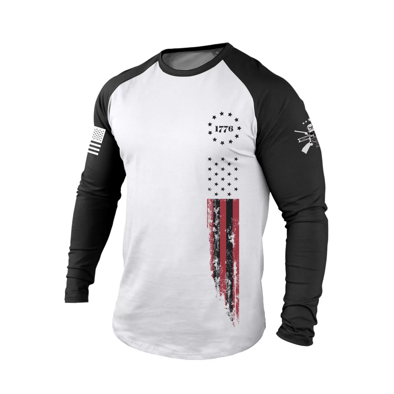 1776 USA FLAG  RAGLAN  GRAPHIC  LONG SLEEVE T-SHIRT