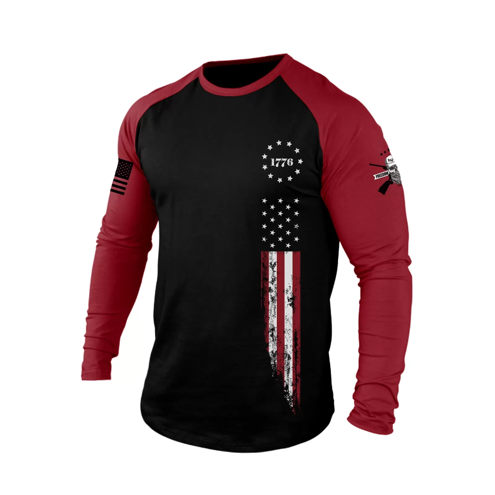 1776 USA FLAG  RAGLAN  GRAPHIC  LONG SLEEVE T-SHIRT