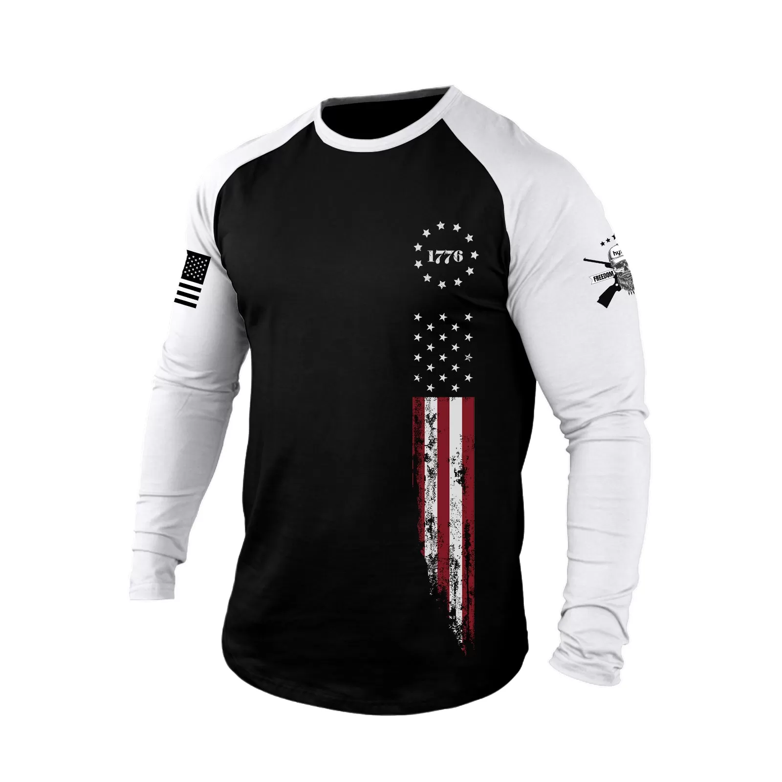 1776 USA FLAG  RAGLAN  GRAPHIC  LONG SLEEVE T-SHIRT