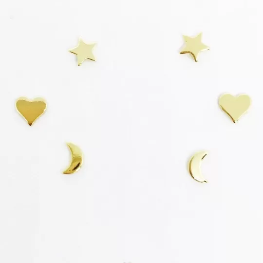 18k Gold Filled Dainty Earrings Star, Moon n Heart