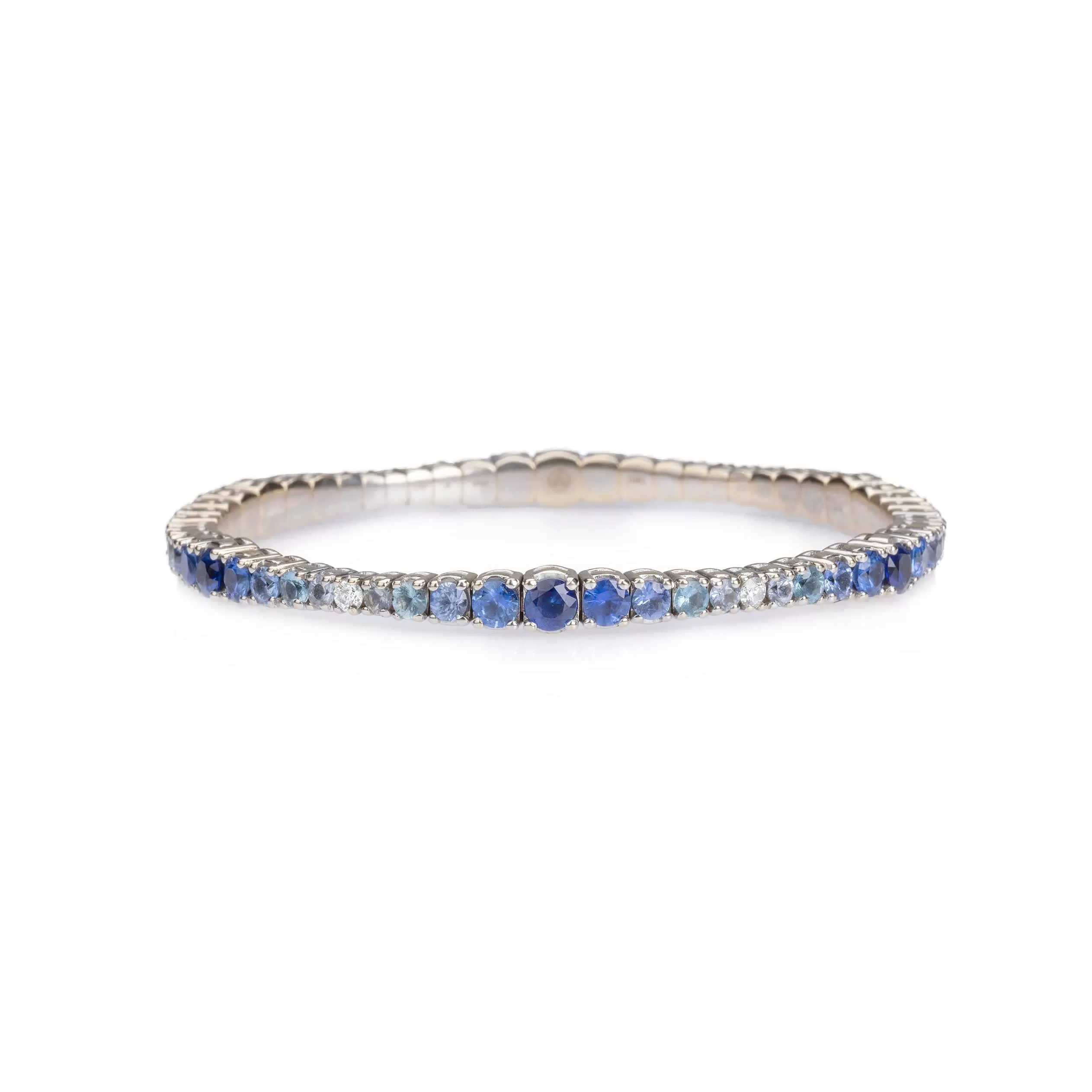 18K Gold Stretch & Stack Blue Sapphire and Diamond Ombre Tennis Bracelet