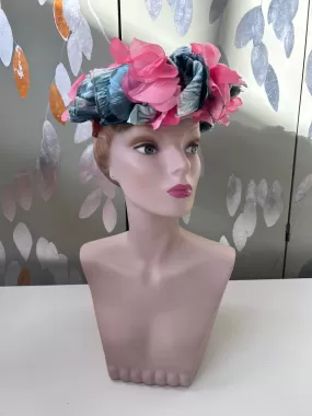 1960s Flower Crown, Blue and Pink Petals