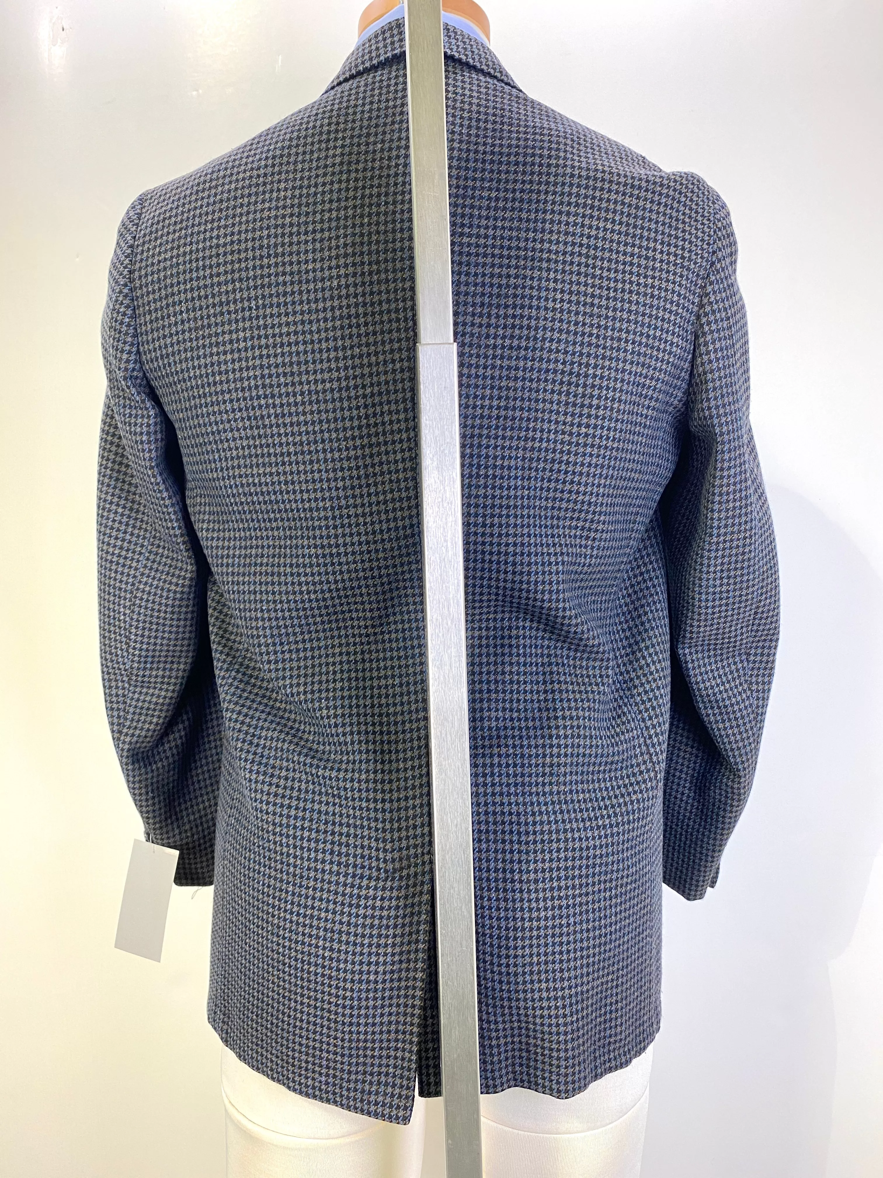 1960s Men's Blazer, Black/ Blue Houndstooth Jacket, C40T, Atleigh Tailoring