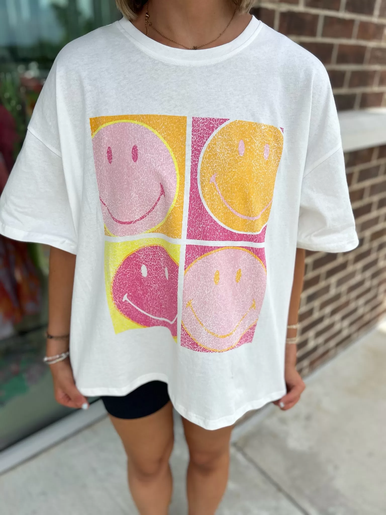 4 Squared Smiley Oversized Tee