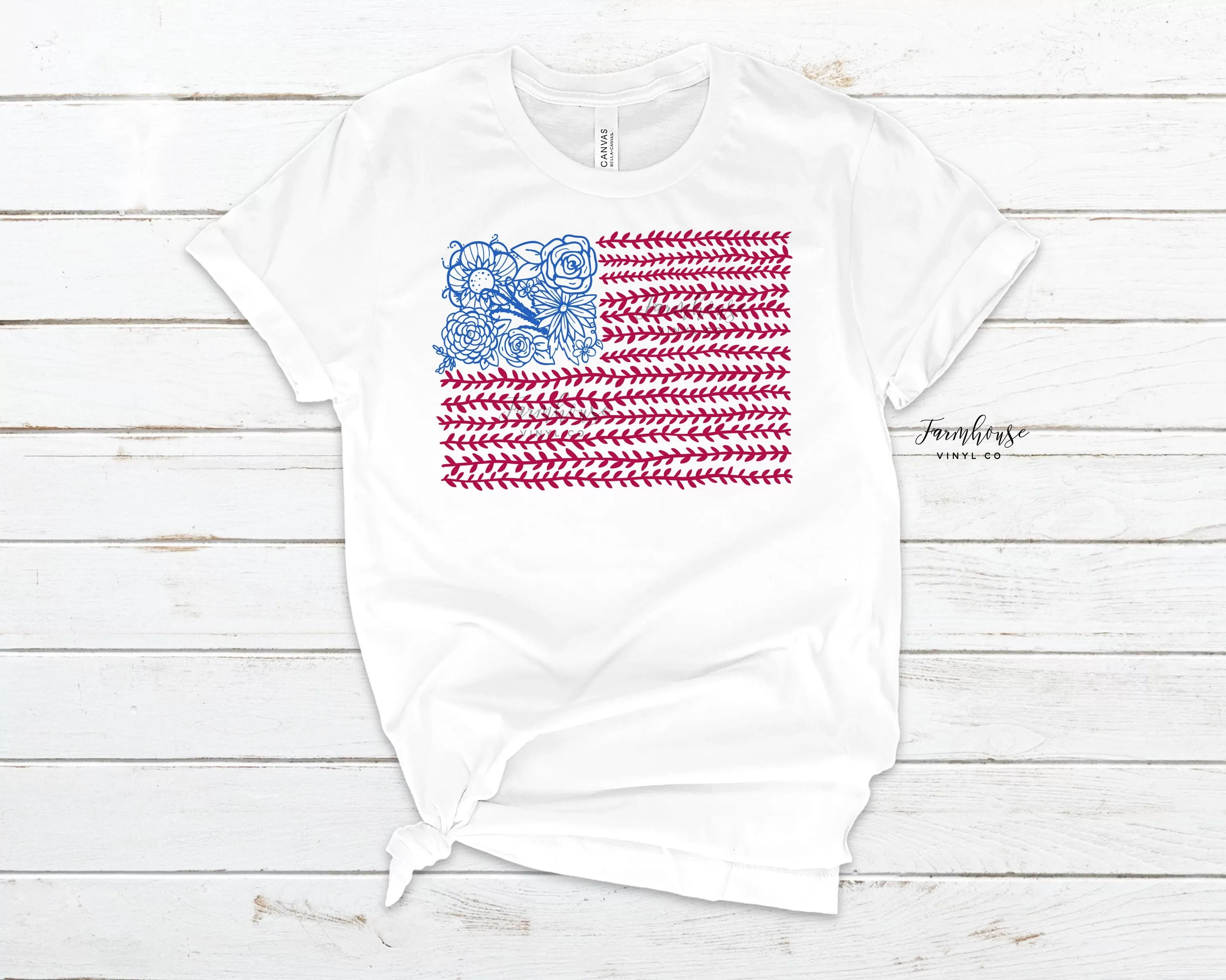 4th of July Floral Flag Shirt