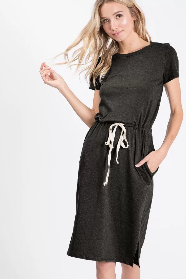 7th Ray Waist Drawstring TShirt Dress