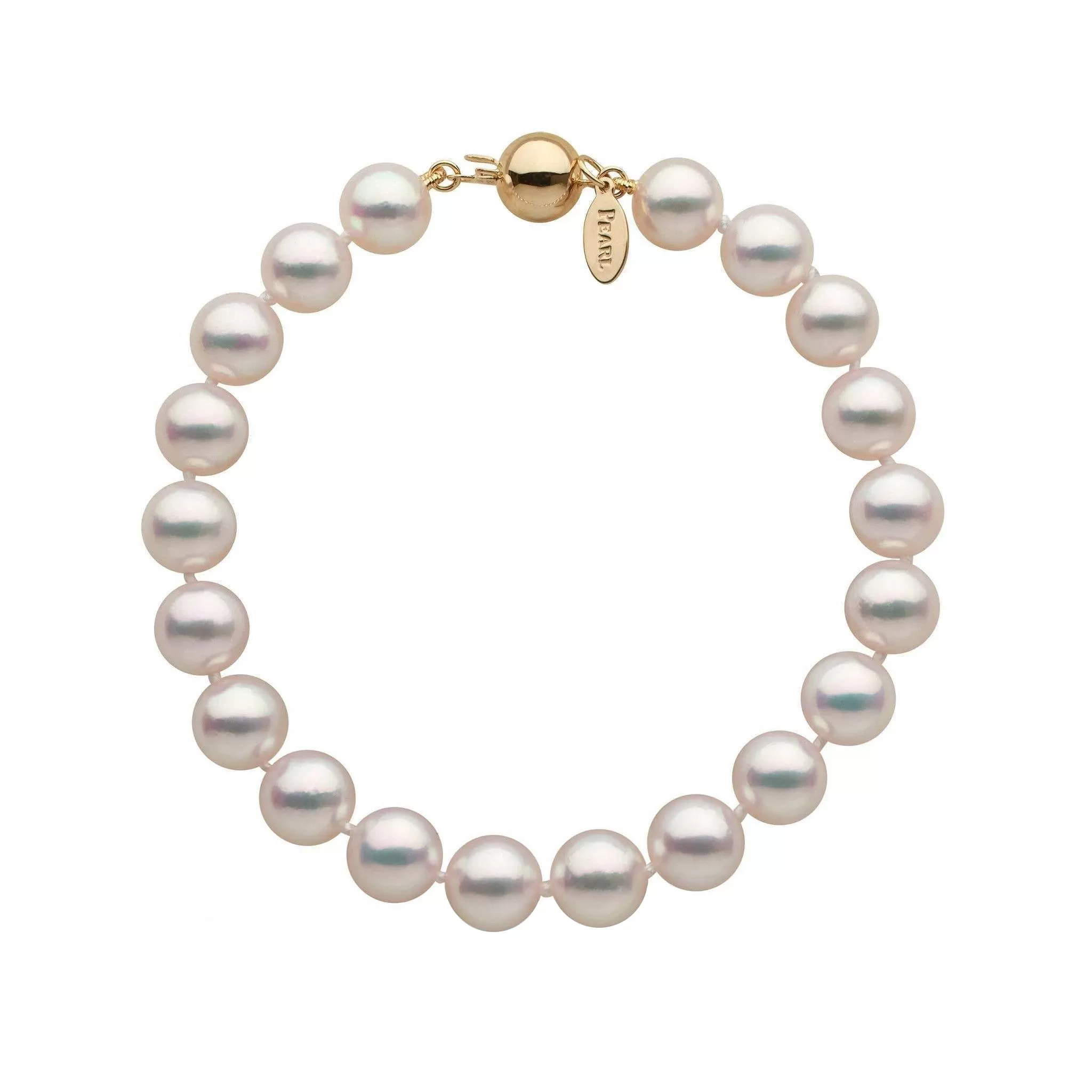 8.0-8.5 mm White Hanadama Akoya Pearl Bracelet