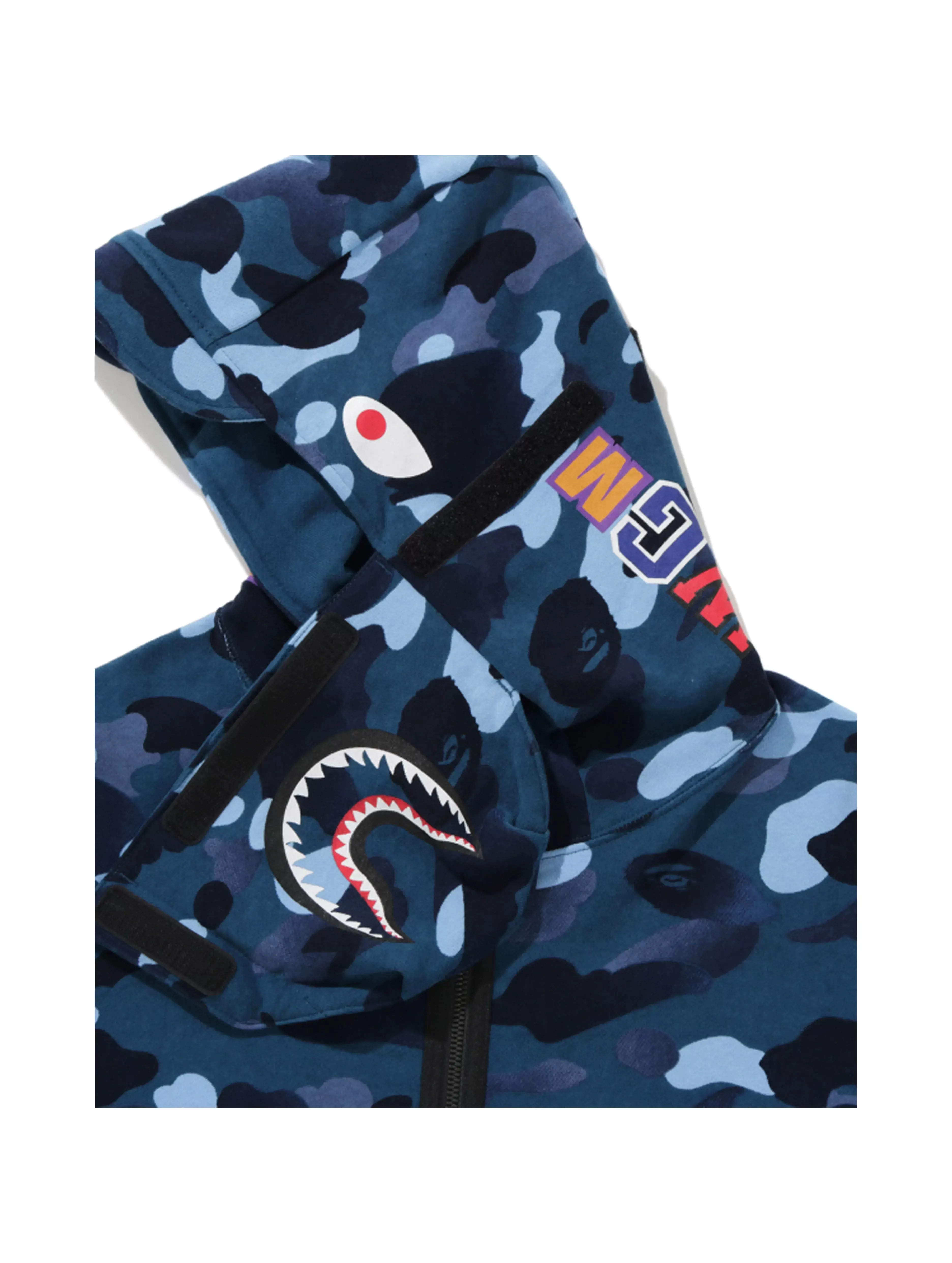 A Bathing Ape Gradation Camo Shark Mask Wide Zip Hoodie Blue [FW19]