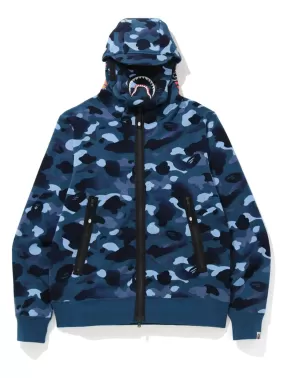 A Bathing Ape Gradation Camo Shark Mask Wide Zip Hoodie Blue [FW19]