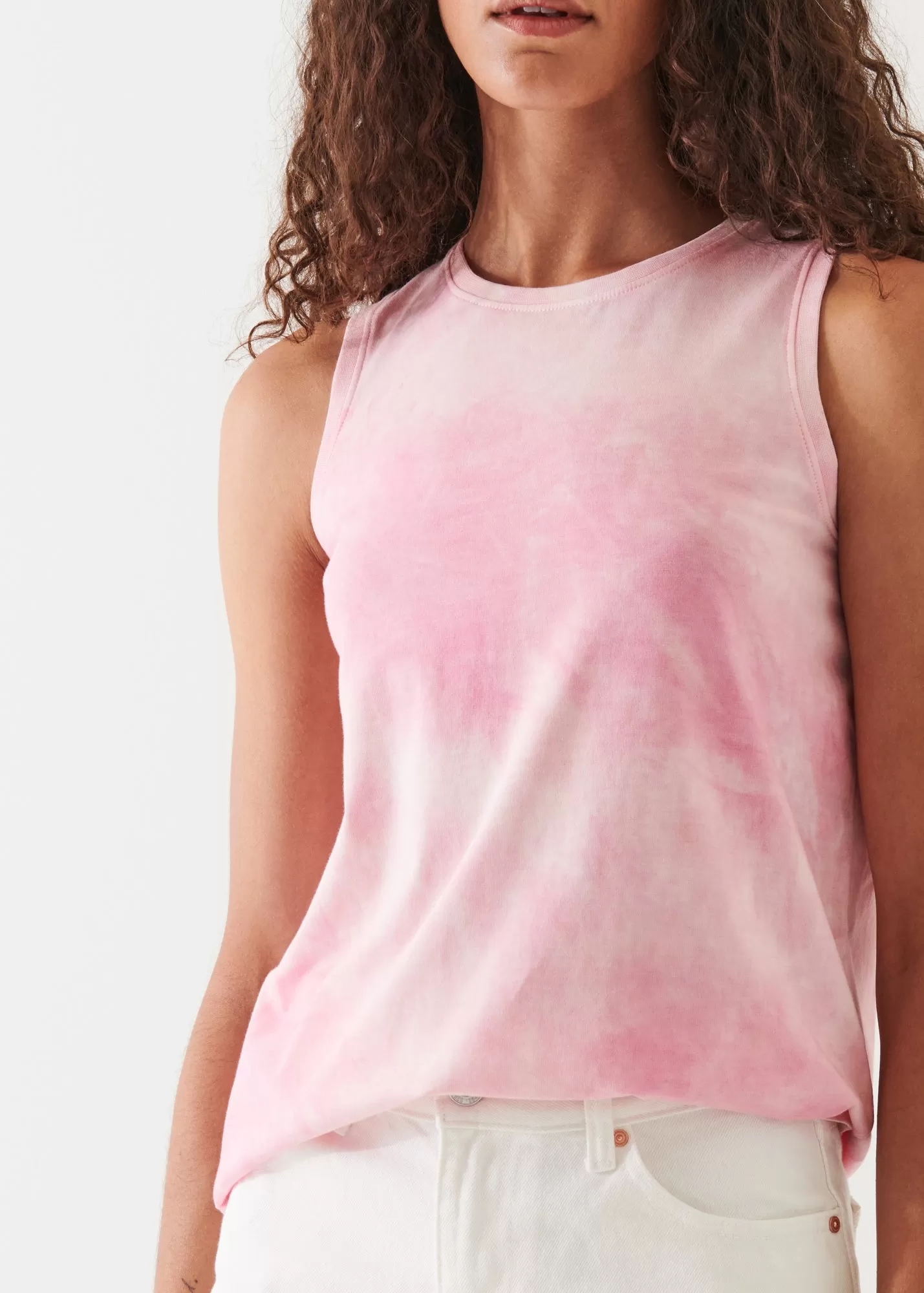 ABSTRACT TIE DYE PIMA COTTON STRETCH BOYFRIEND TANK