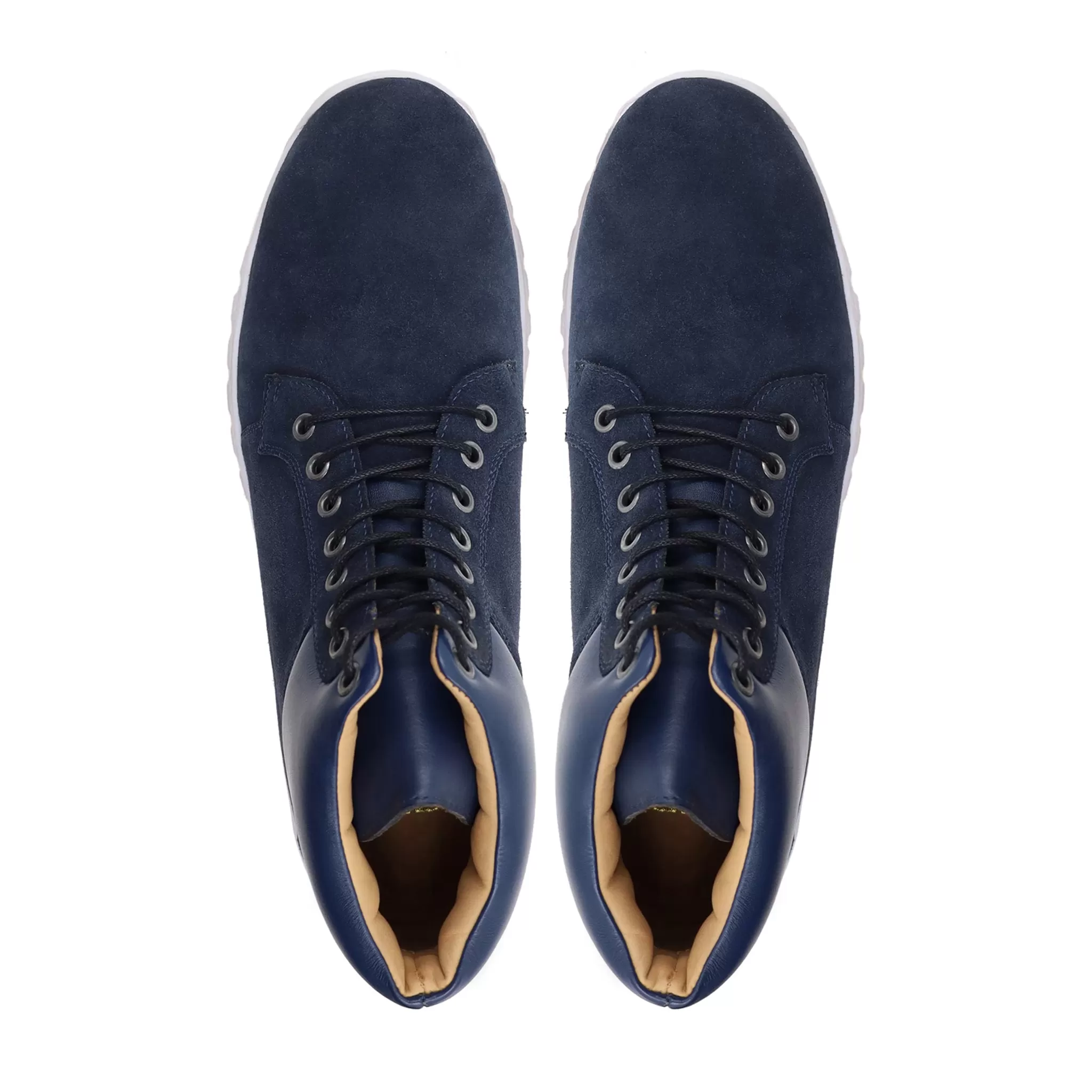 Adrain - Men's Navy Blue Kid Suede Leather Jogger