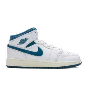 Air Jordan 1 Mid SE (GS) - White/Industrial Blue/Sail