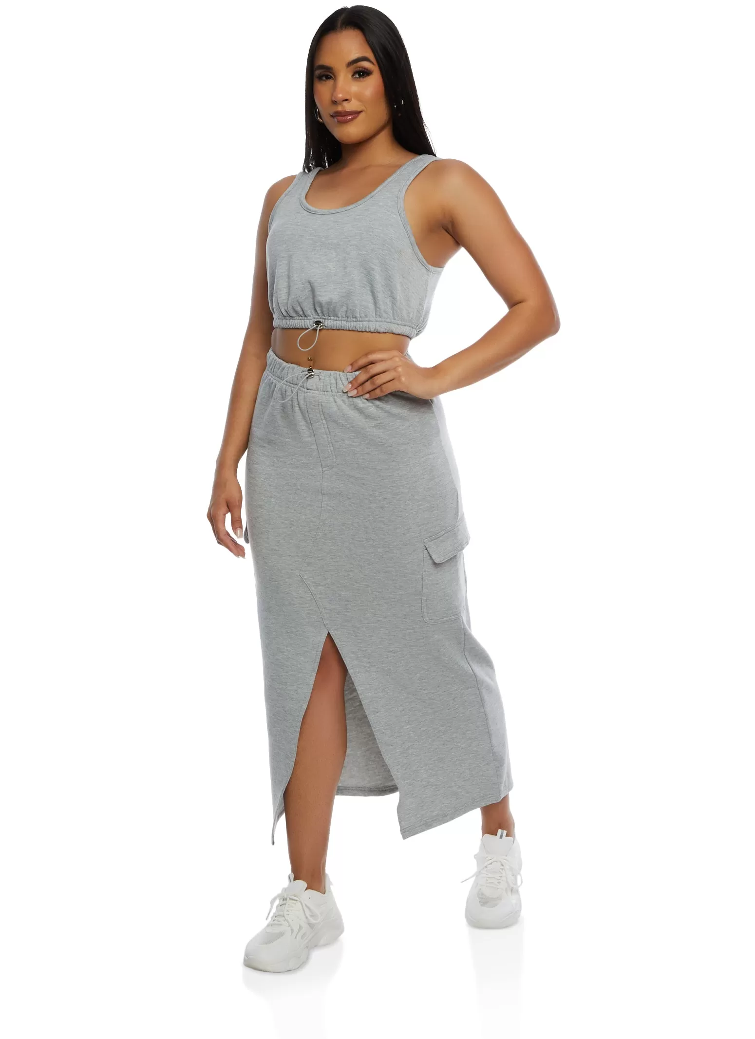 Almost Famous Toggle Drawstring Hem Cropped Tank Top