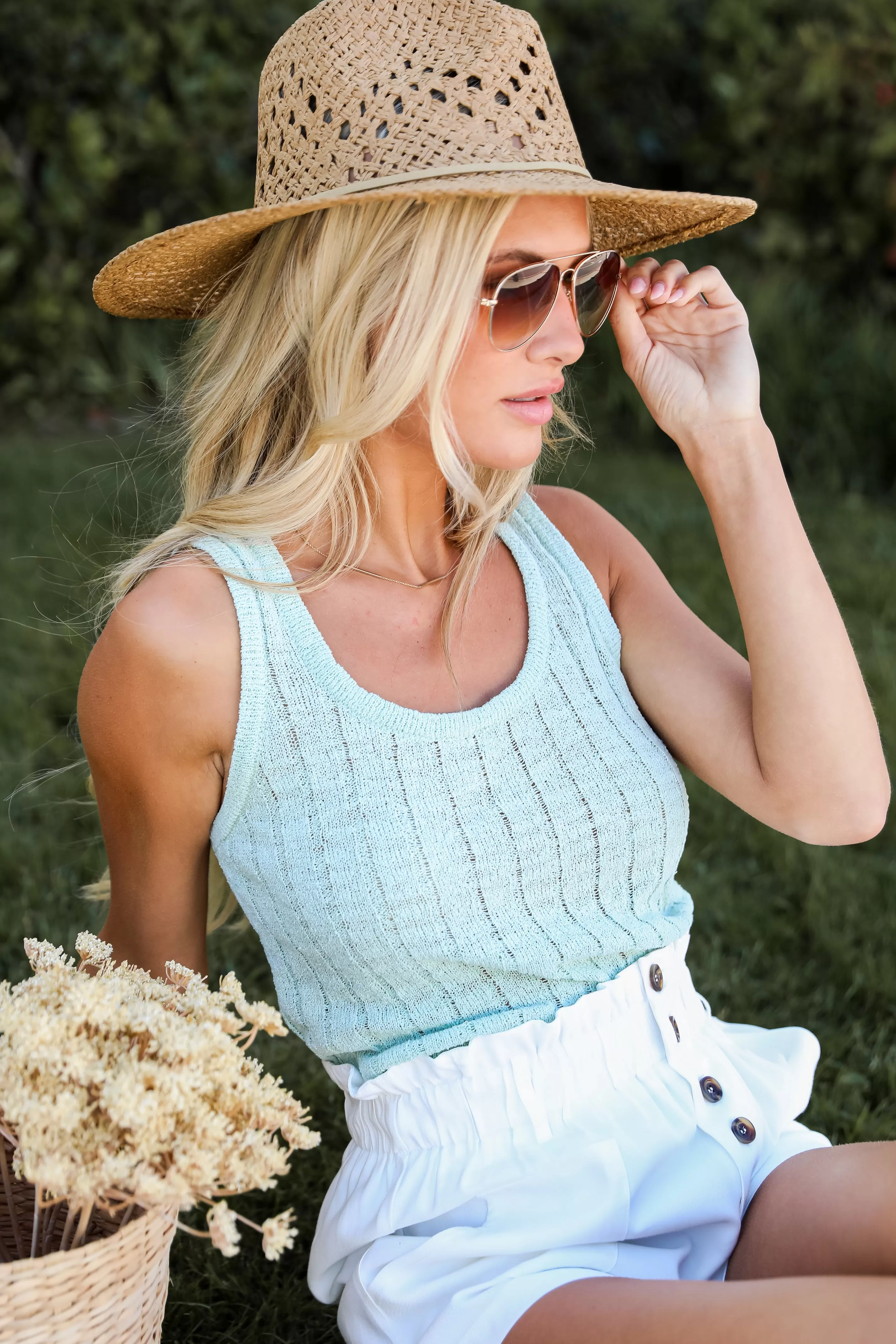 Alyssa Mint Knit Tank - DU DEAL