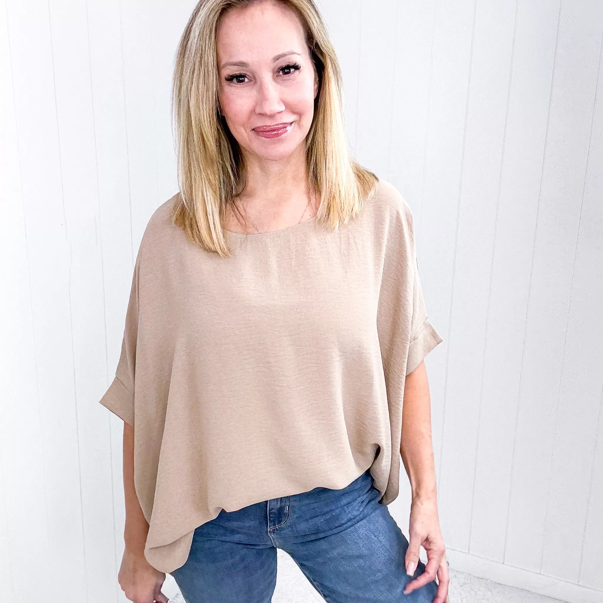 Andree By Unit Feels Like Me Dolman Sleeve Top in Taupe