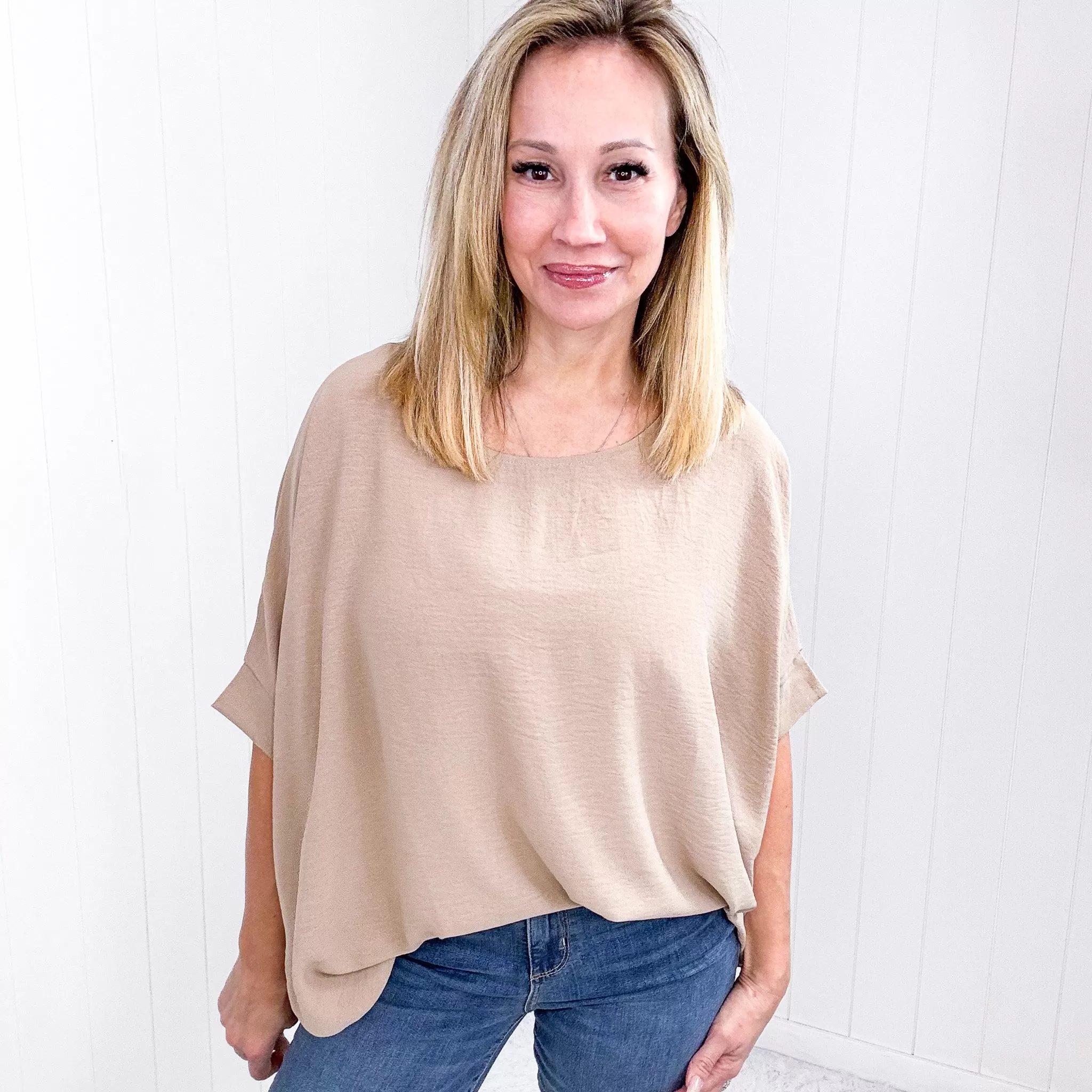 Andree By Unit Feels Like Me Dolman Sleeve Top in Taupe