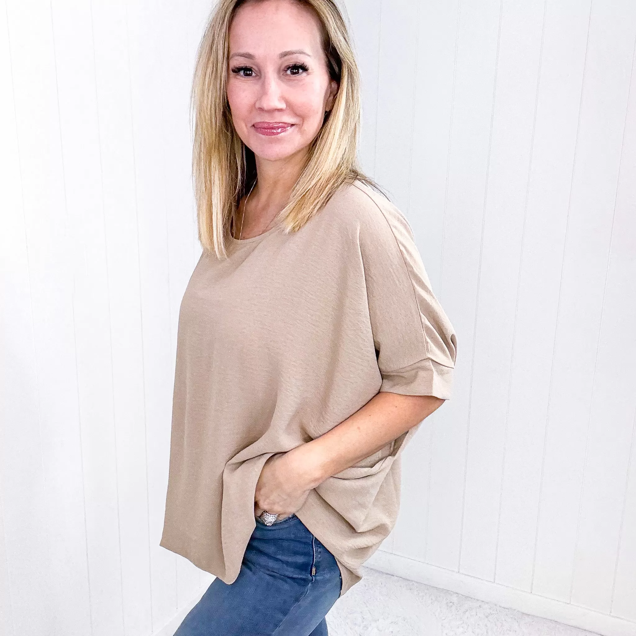 Andree By Unit Feels Like Me Dolman Sleeve Top in Taupe