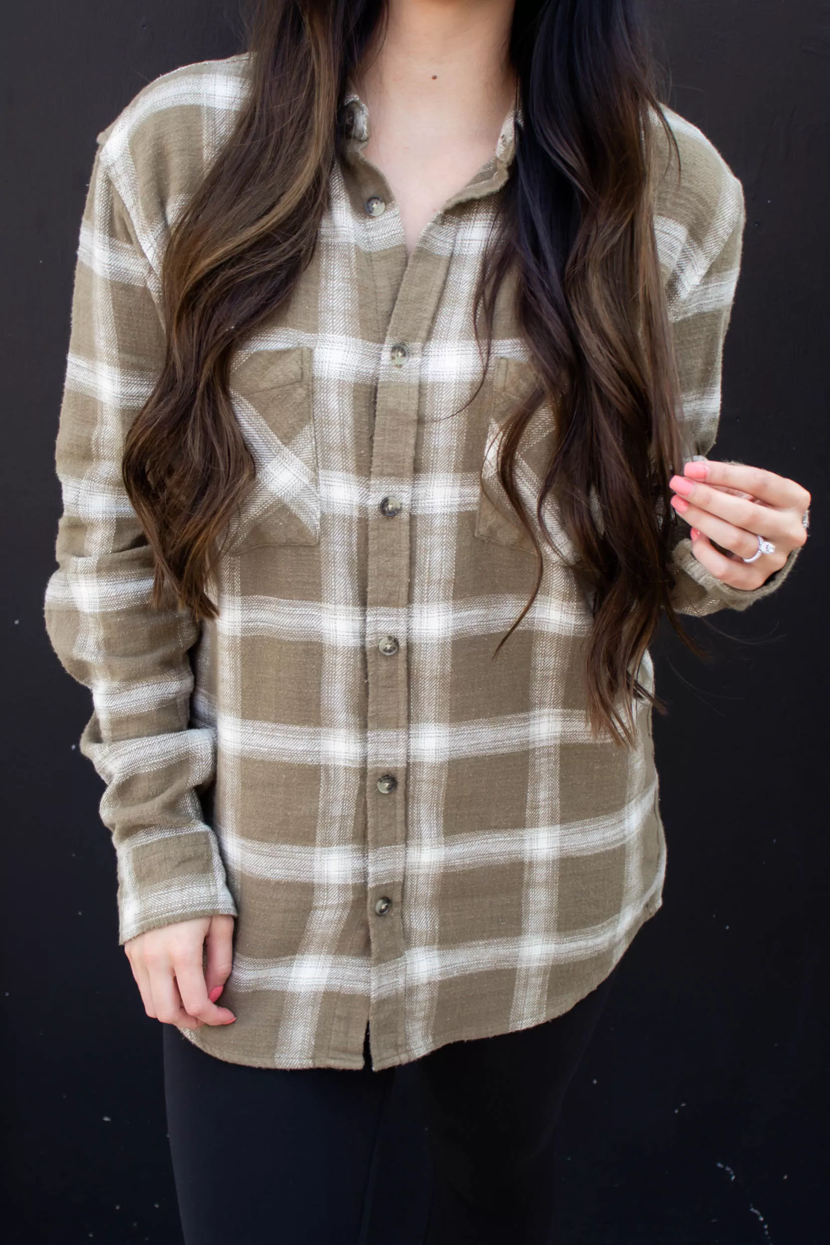 Ansel Oversized Plaid Shirt | Olive Ivory