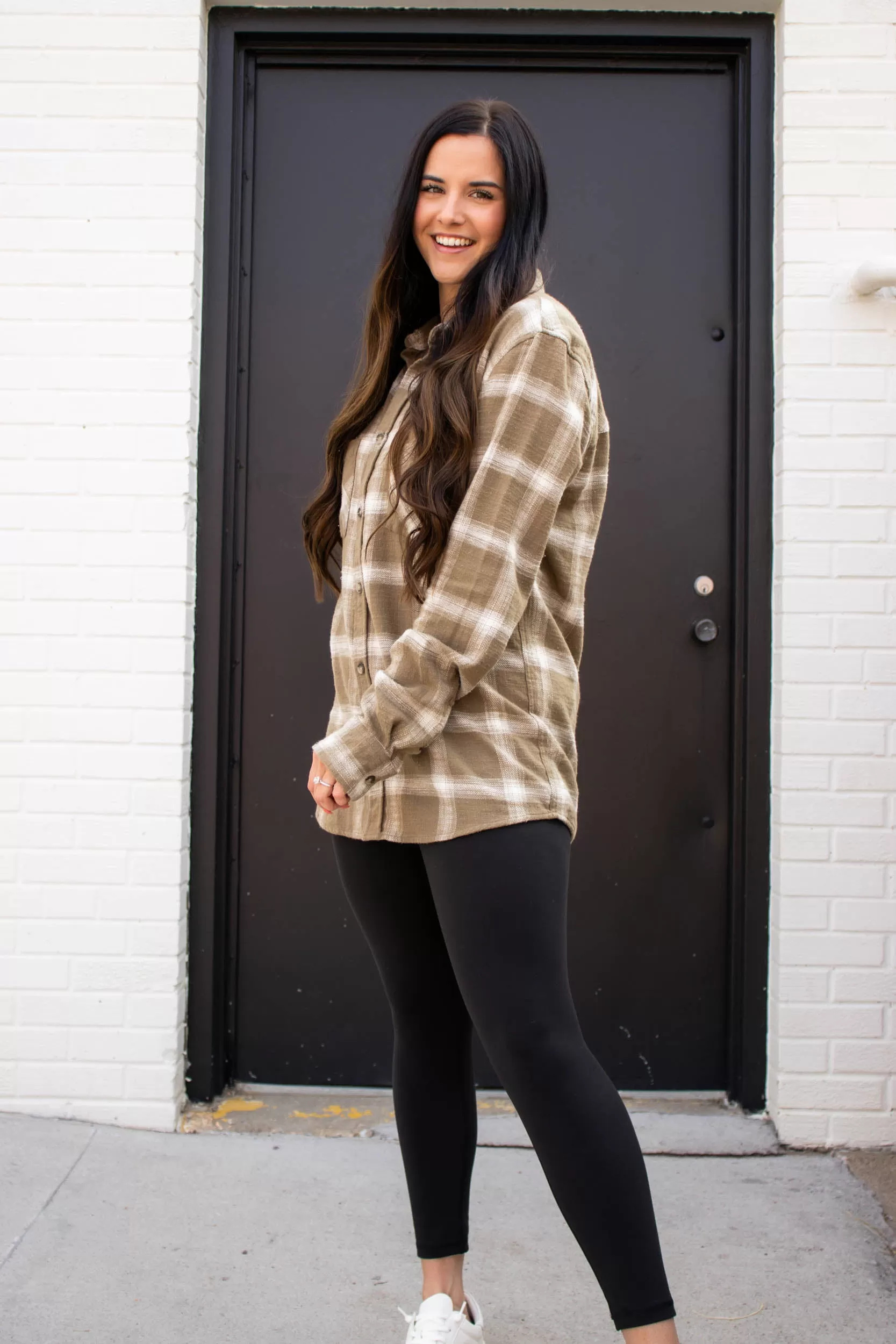 Ansel Oversized Plaid Shirt | Olive Ivory