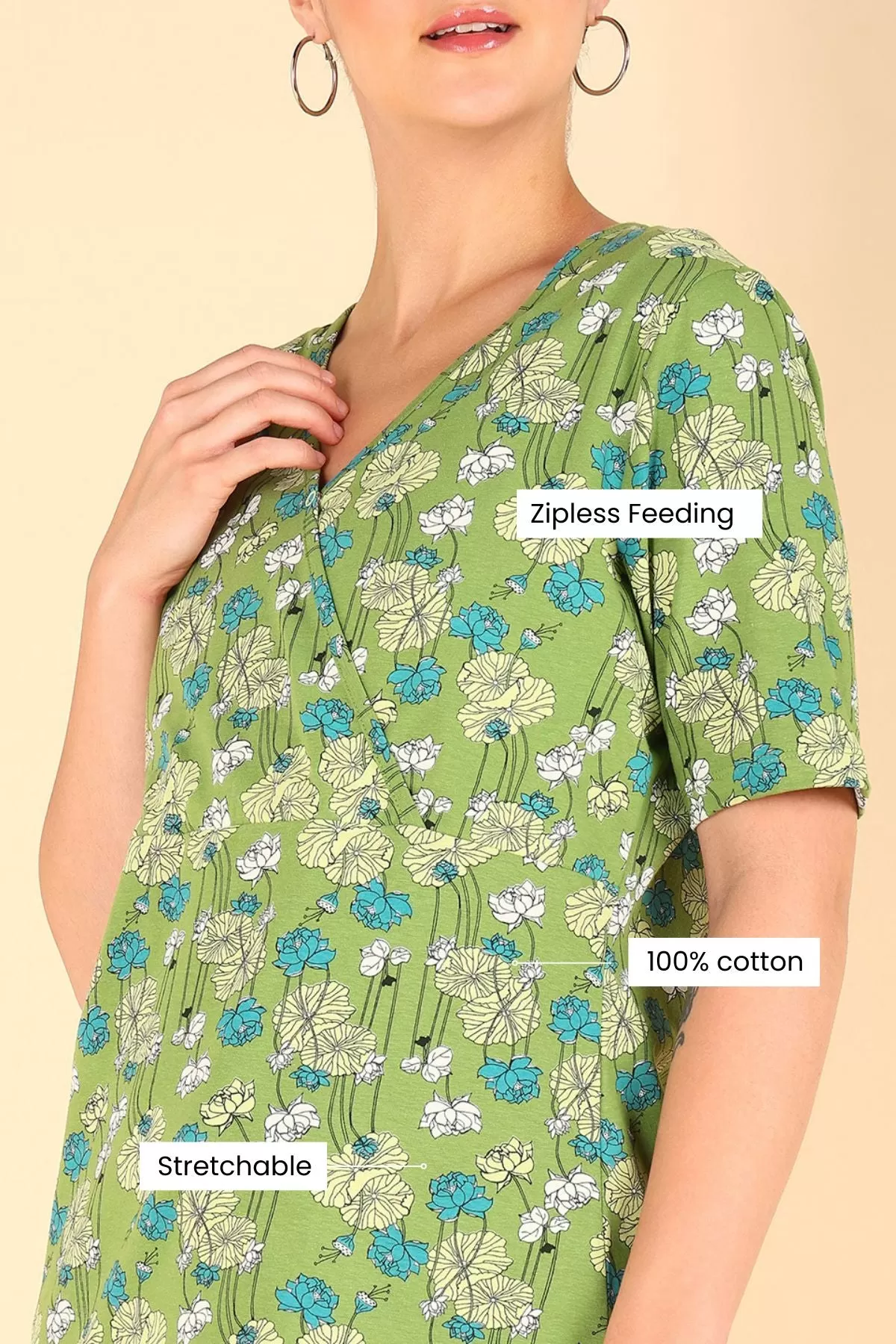 Apple Green Zipless Maternity Feeding Top