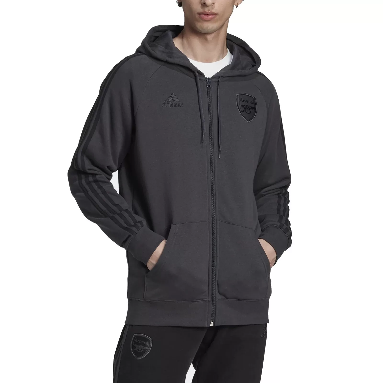 Arsenal Casual 3S hooded presentation tracksuit 2022/23 grey - Adidas