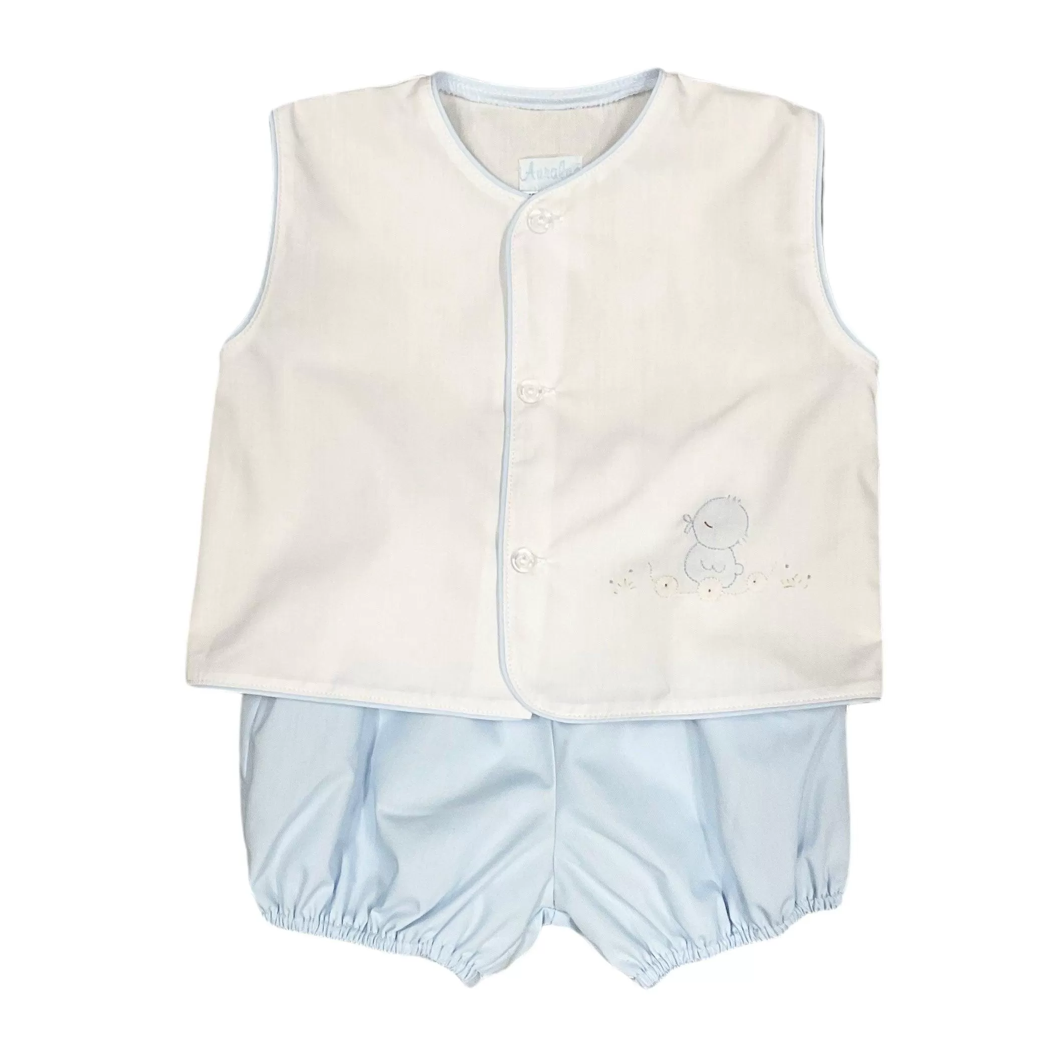 Auraluz White & Blue Duck with Wheels Diaper Set