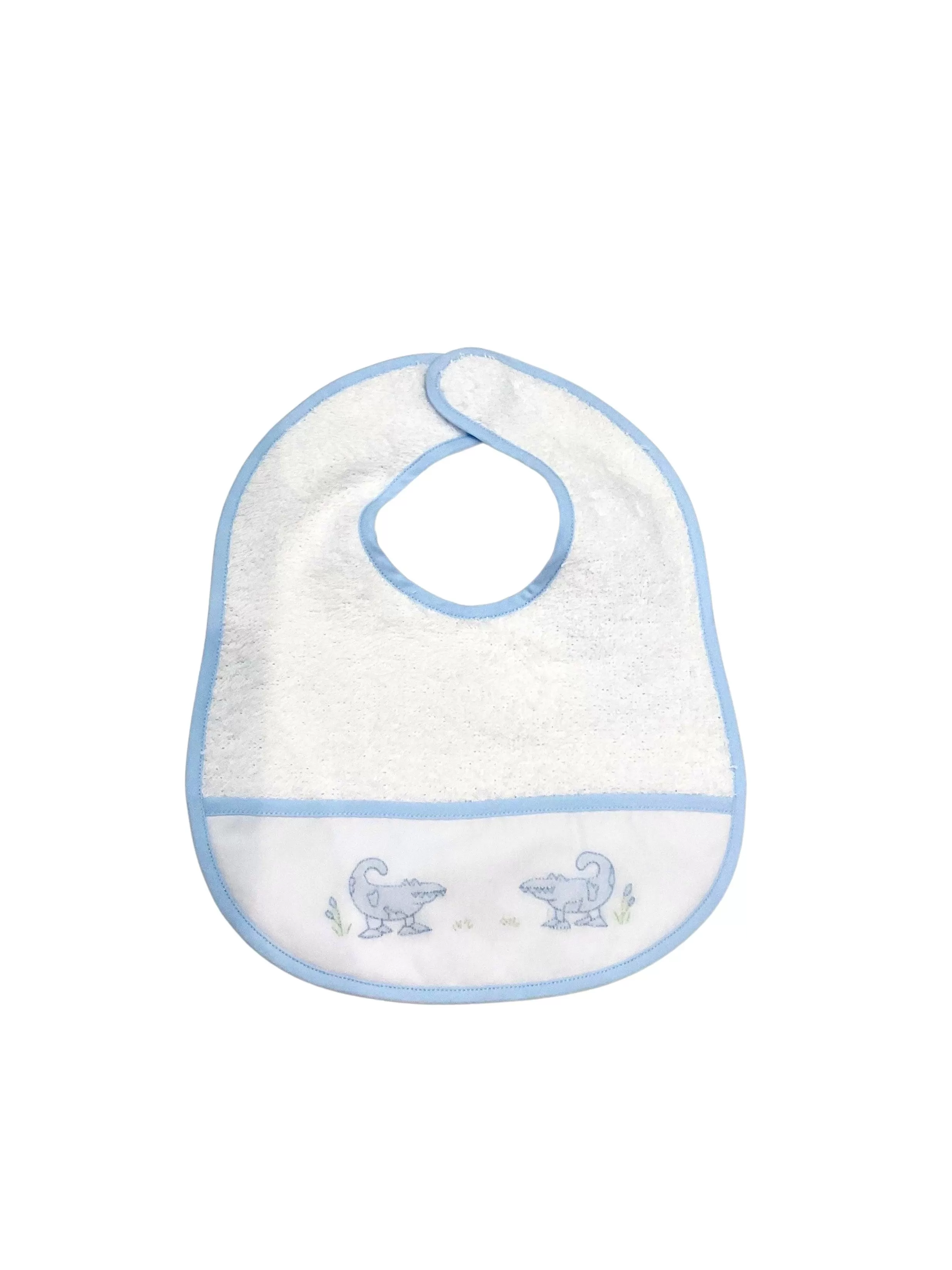 Auraluz White Terry Bib with Blue Alligators