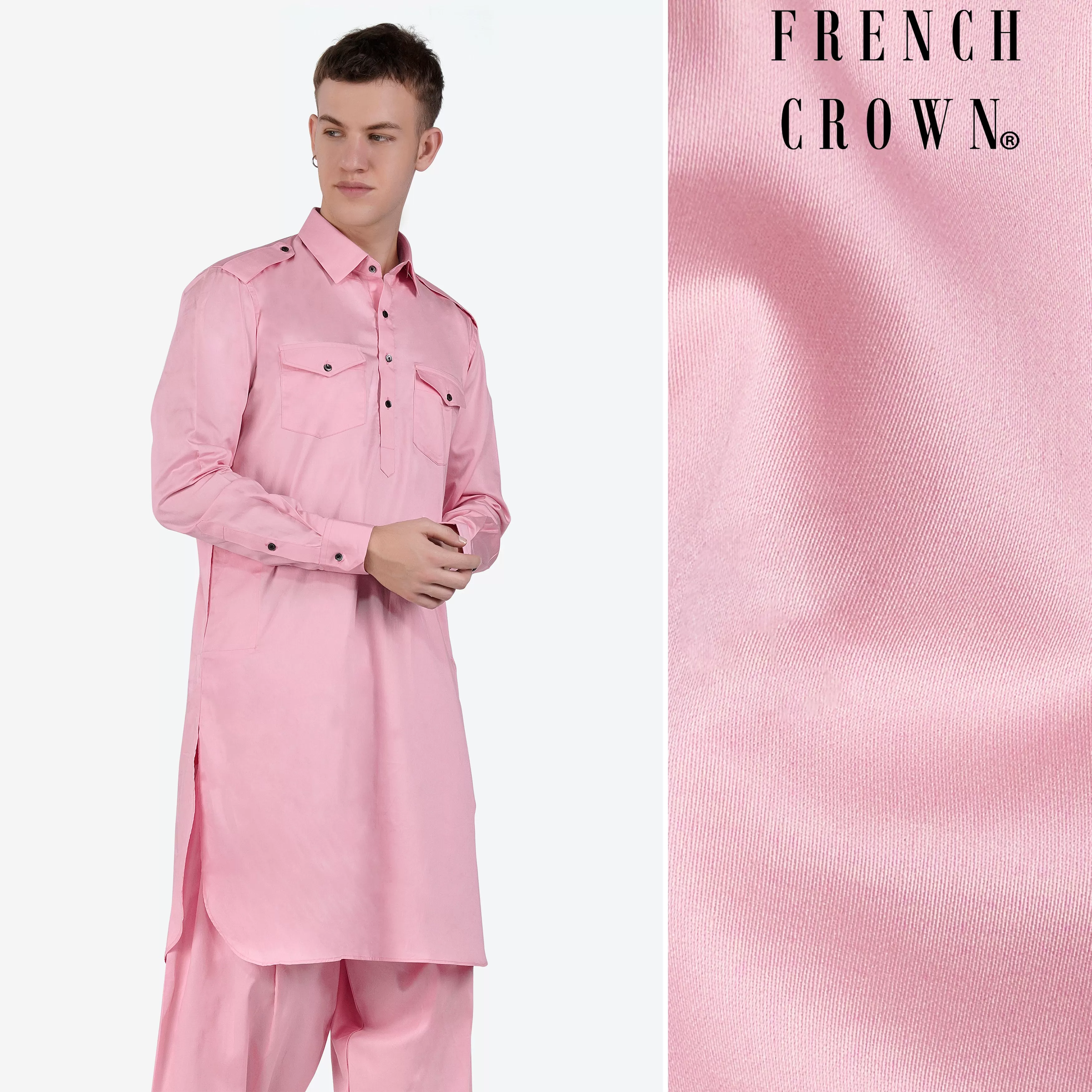 Azalea Pink Subtle Sheen Super Soft Premium Cotton Pathani