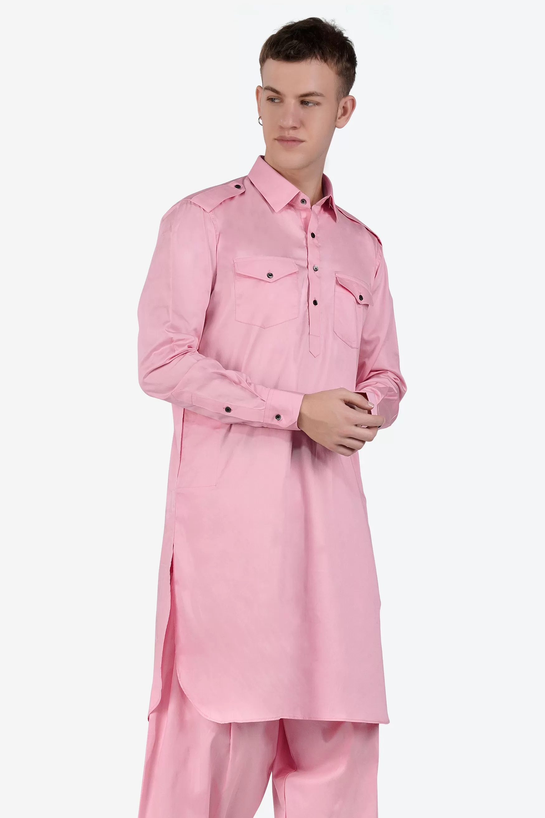 Azalea Pink Subtle Sheen Super Soft Premium Cotton Pathani