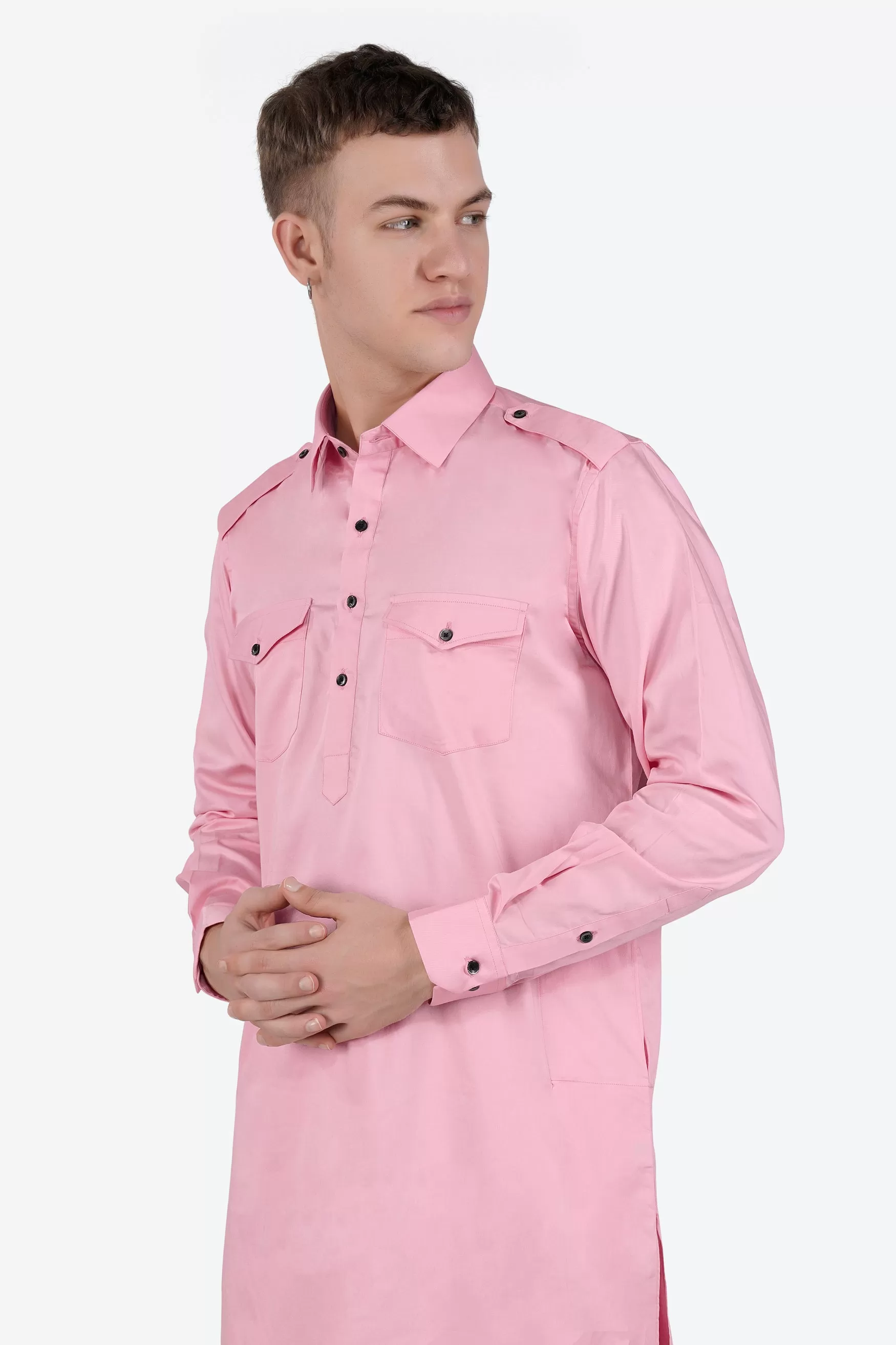 Azalea Pink Subtle Sheen Super Soft Premium Cotton Pathani