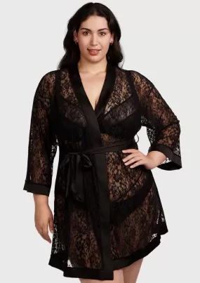 Azalea Sheer Floral Lace Wrap Robe