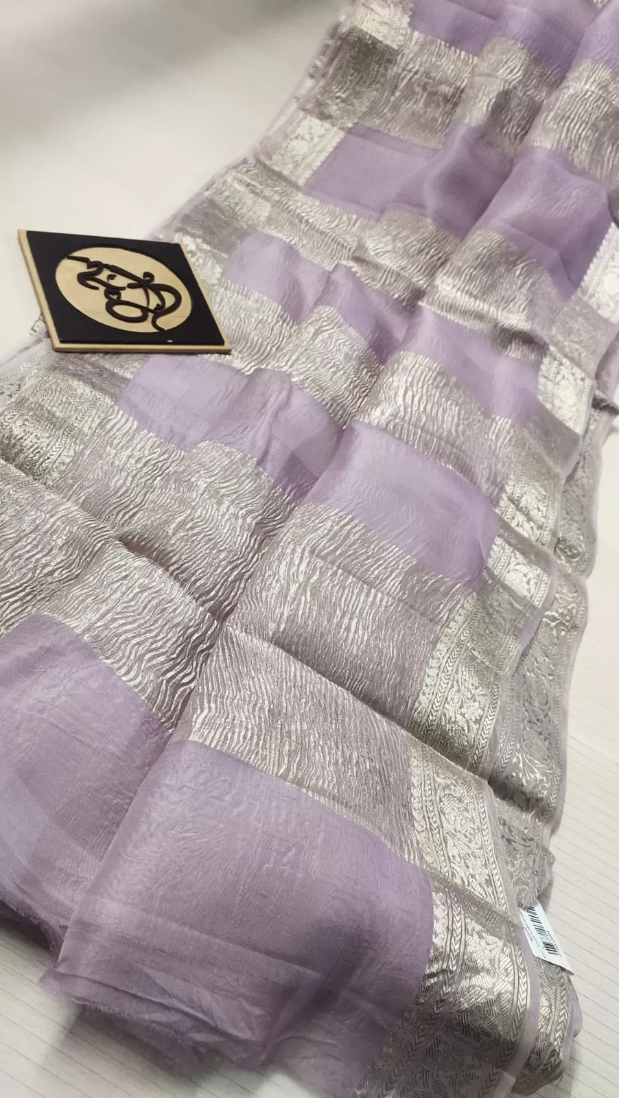 Baby Purple Banarasi Tissue Fancy Party Saree