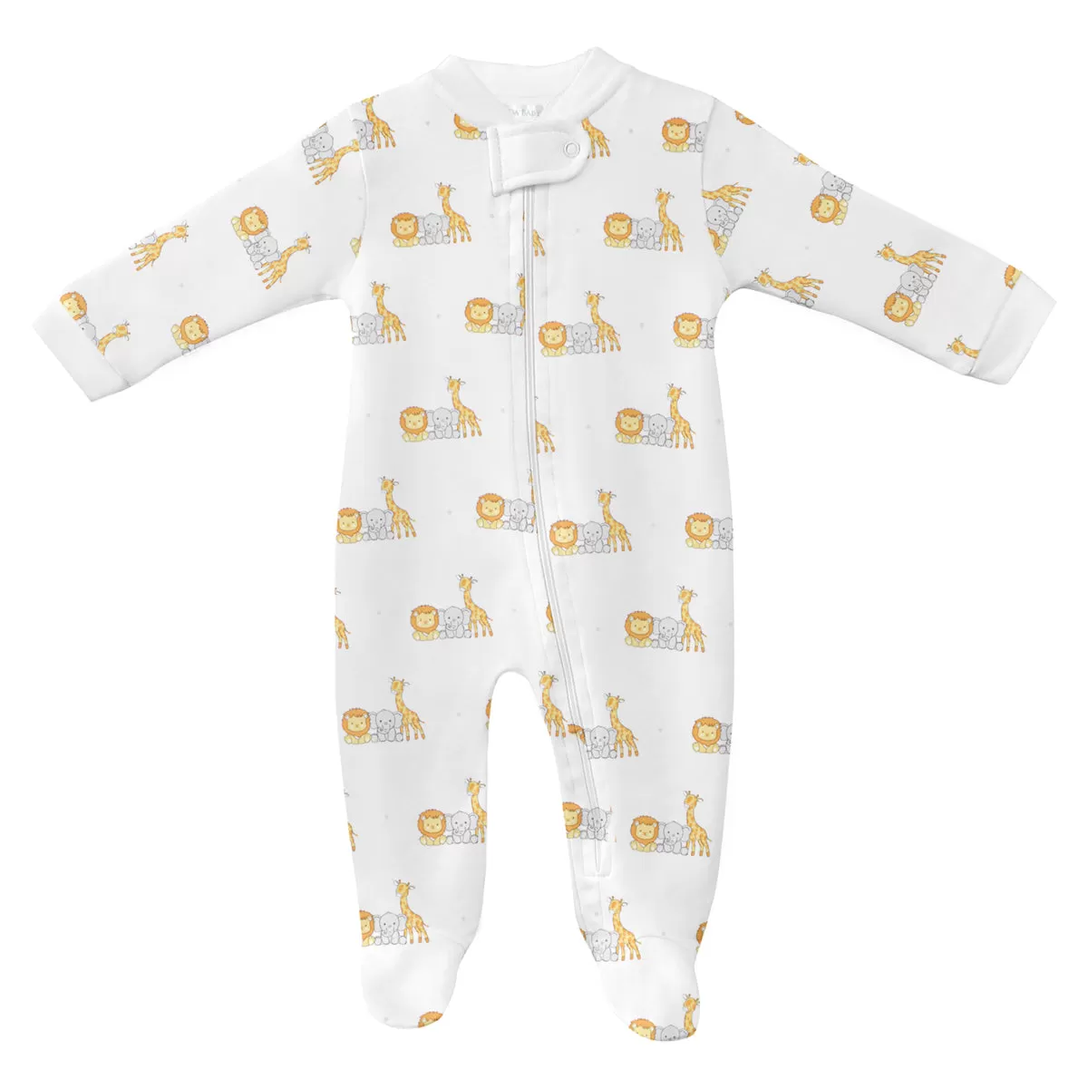 Baby Safari Animals Printed Zipper Footie  |  Baby Unisex