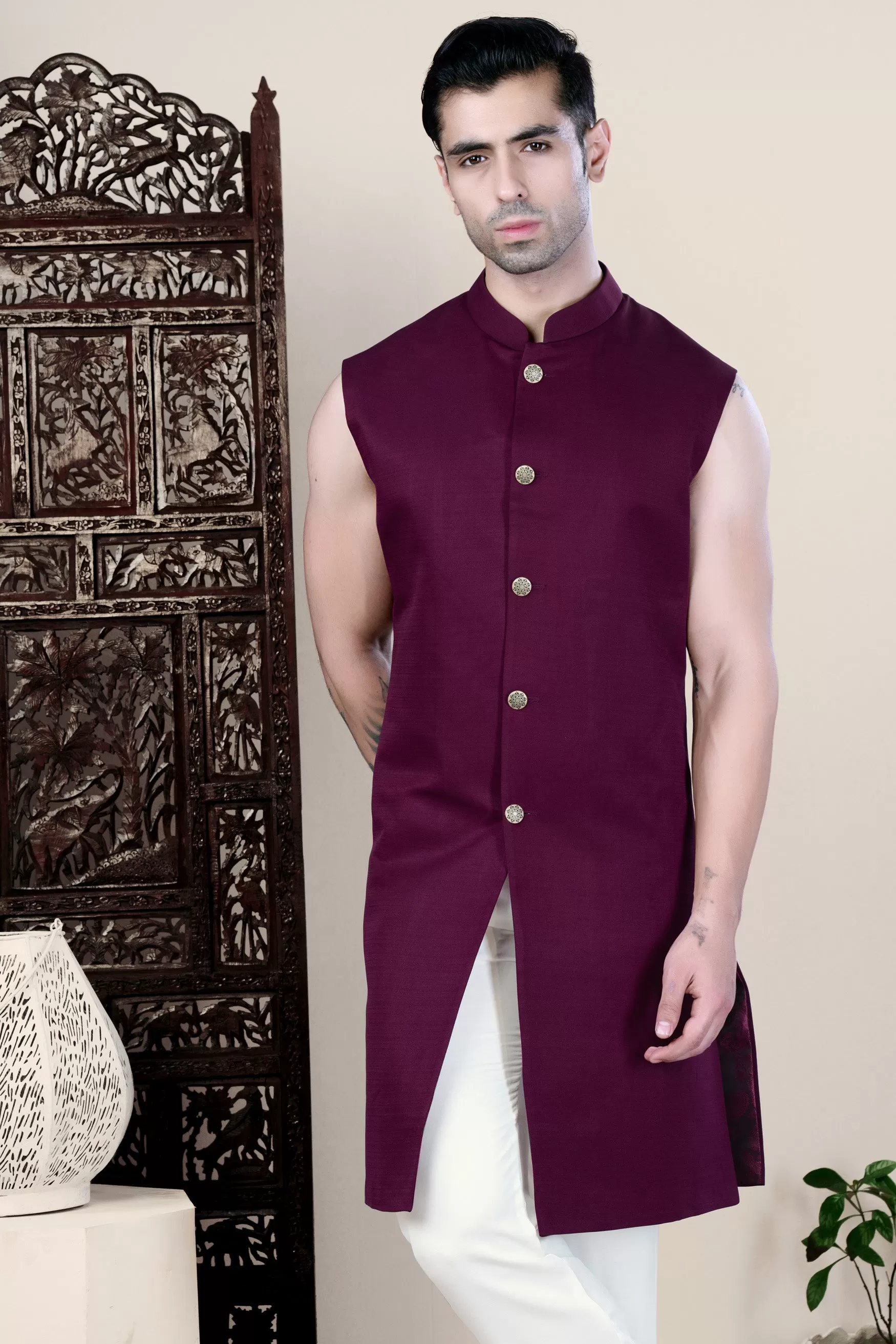 Barossa Maroon Viscose Sleeveless Indo