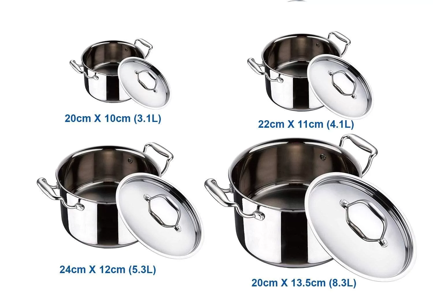 Bergner Argent Triply Stainless Steel Casserole with Lid (Combo Packs)