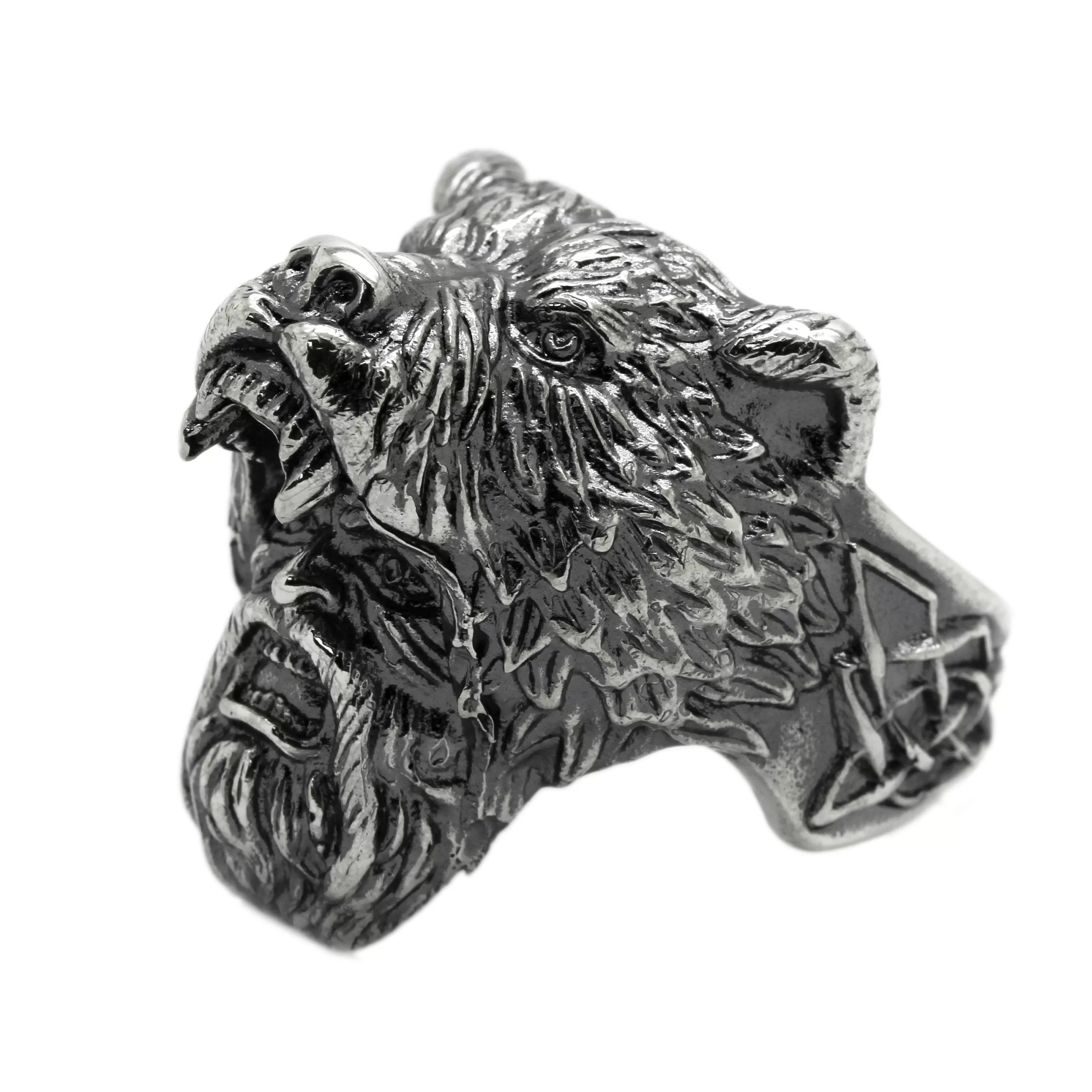 Berserk Warriors Viking  Bear Mask  Huge Men's Ring  Sterling Silver 925