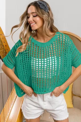 Bibi Short Sleeve Net Crochet Top