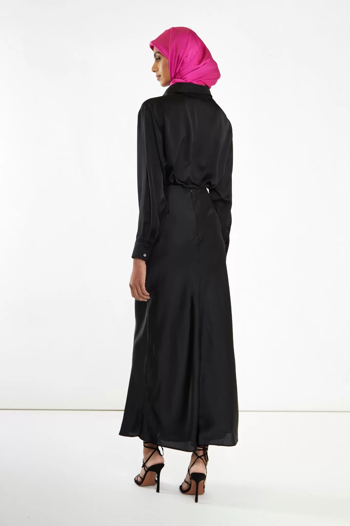 Black Bias-Cut Maxi-skirt