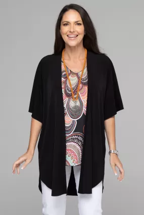 Black Jersey Short Sleeve Kimono