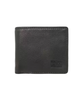 Black Leather Classic Billfold Wallet with Coin Pouch