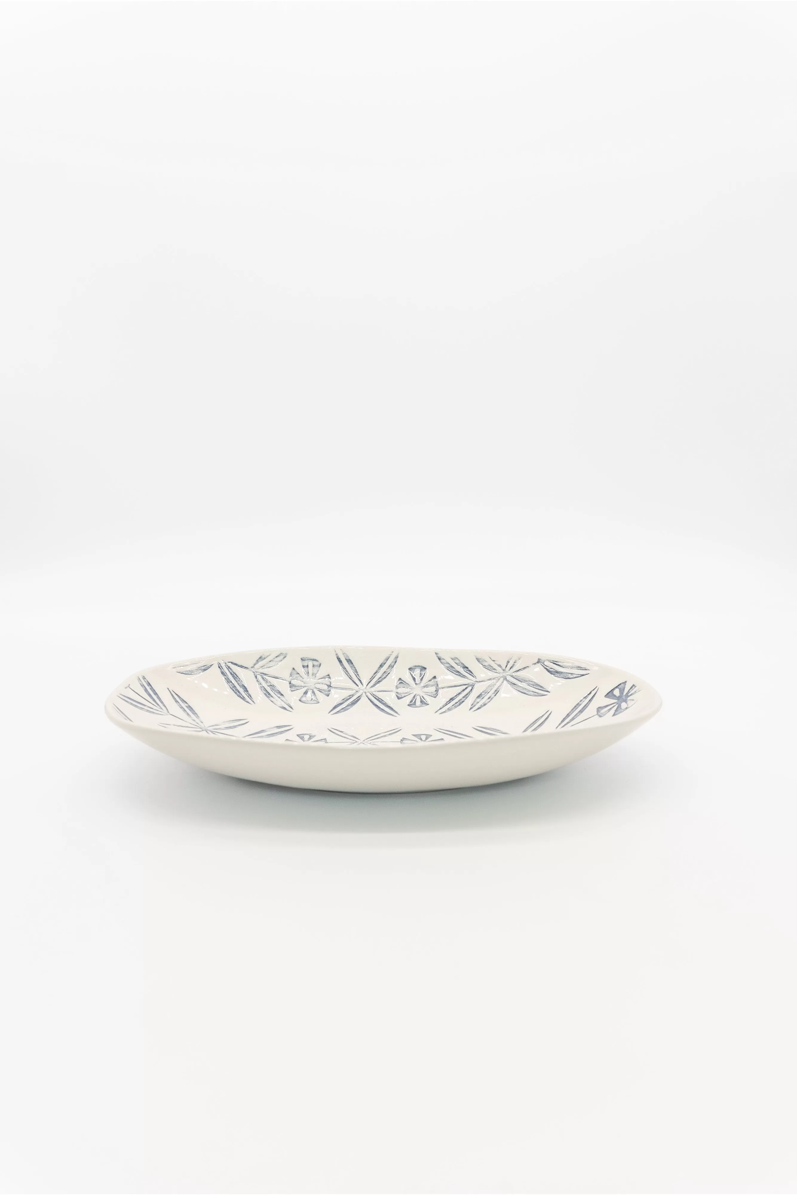 Blue Floral Stoneware Platter