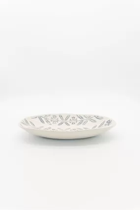 Blue Floral Stoneware Platter