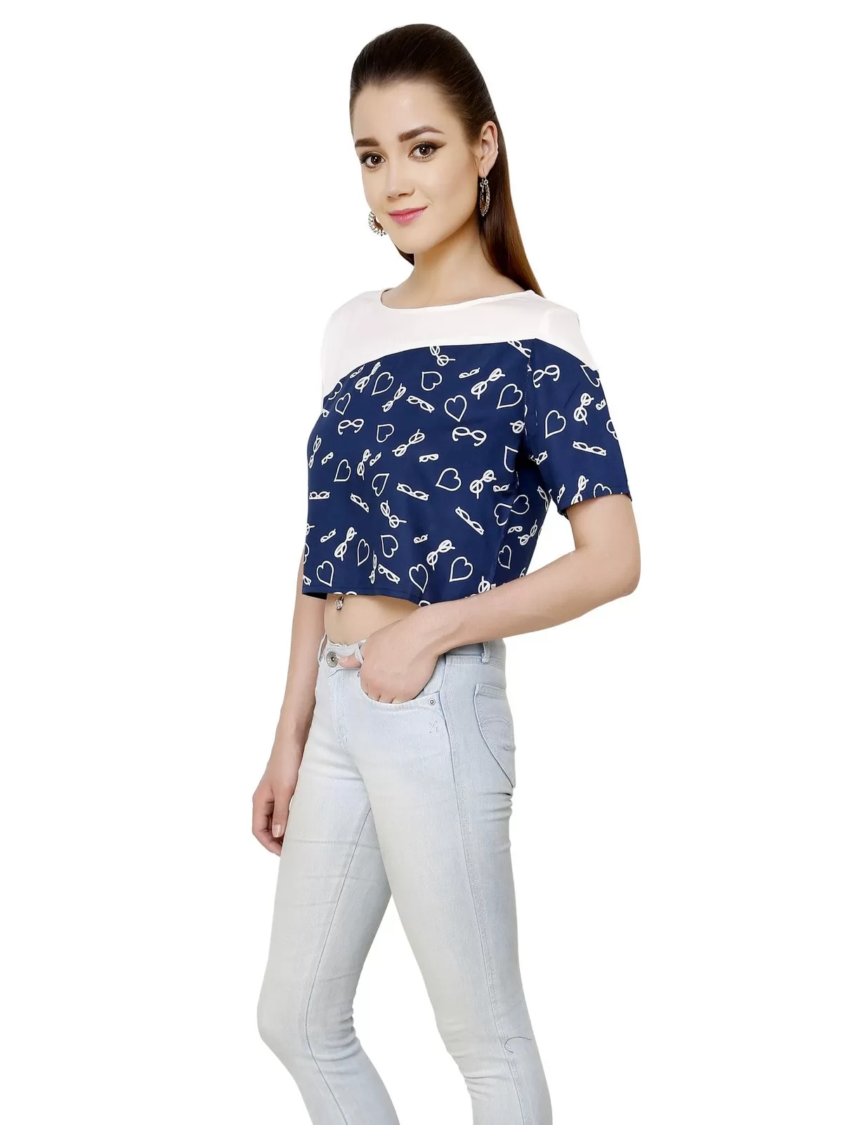 Blue Specs Crop Top