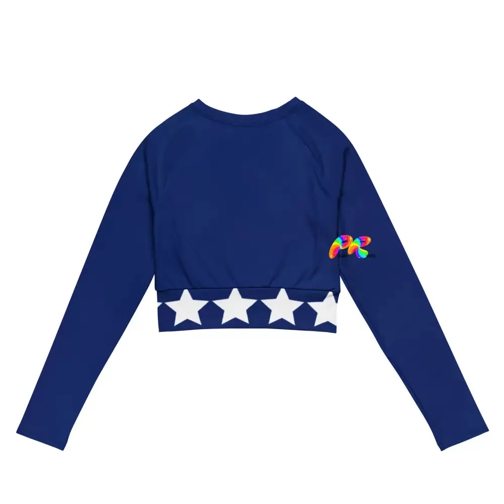 Blue Star Long Sleeve Crop Top