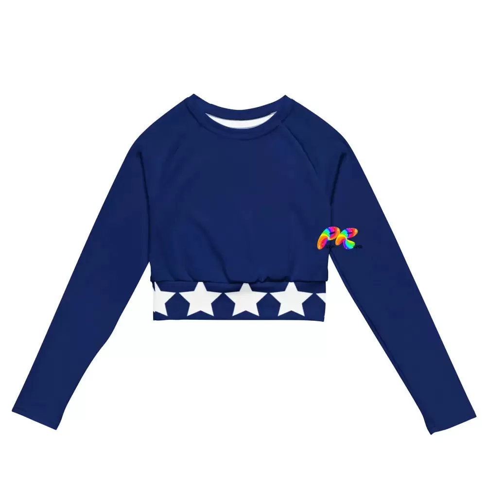 Blue Star Long Sleeve Crop Top