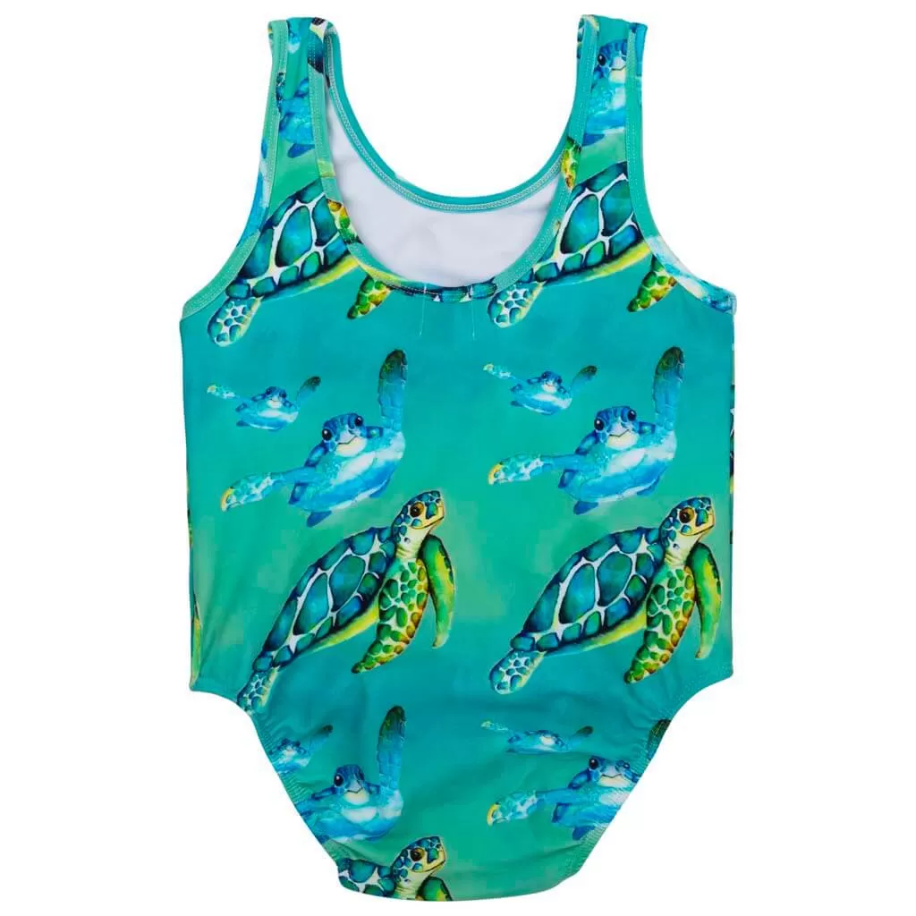 Blue Turtle Girls Sleeveless Swimmers