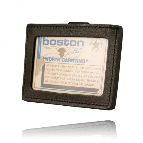 Boston Leather Clip-On Horizontal Id Holder