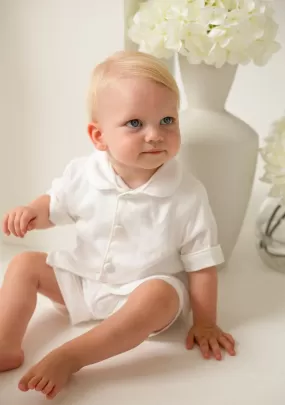 Boys All White Pearl Short Sleeve and Leg Pyjamas